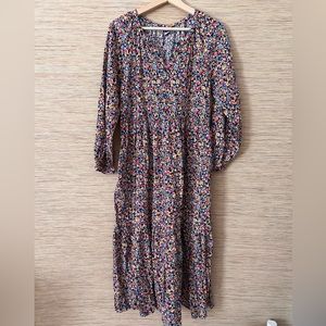 Old navy Floral button front tiered midi dress